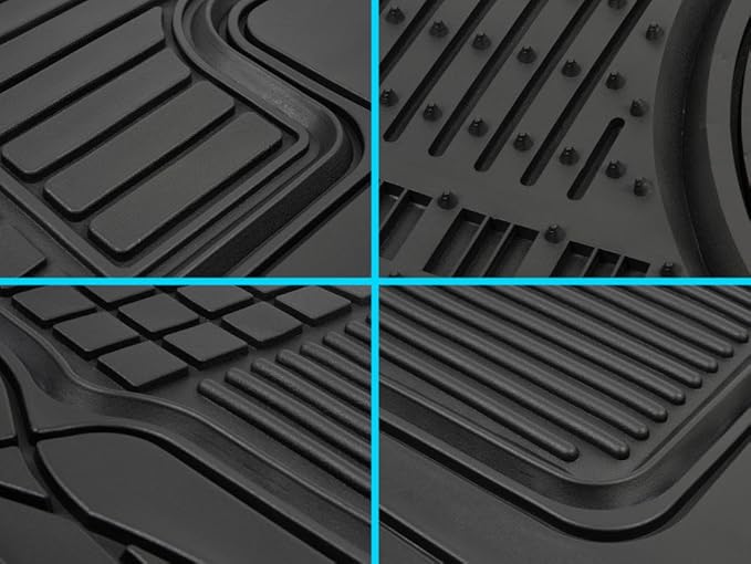 Motor Trend 2-Piece Premium All Weather Rubber Floor Mats for Cars SUVs Trucks, Heavy Duty Universal Fit Trim To Fit Protection (2 Front Floor Mats)