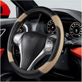 BELOMI Leather Car Steering Wheel Cover, Universal 15 Inch for Car Truck SUV, Non-Slip and Breathable, Sport Style Design Odorless Steering Wheel Protector, Automotive Interior Accessories (Beige)