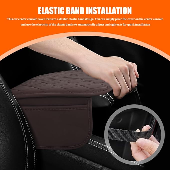 Leopard Cheetah Print African Animal Hunting Auto Center Console Armrest Pad, Car Center Console Cover, Auto Accessories Soft Comfort Armrest Cover Cushion Mat for Most Cars (Coffee-K3)