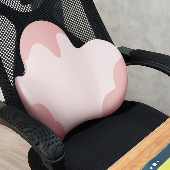 Lumbar Support Pillow for Office Chair, Car Back Support with Memory Foam, Support for Lower Back Pain Relief Lumbar Pillows, Ergonomic Back Cushion for Desk Chair, Sofa, Bed, Car Seat (Pink/White)