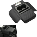 Car Armrest Cushion, 5-in-1 Center Console Cover Organizer, Multi-Functional Car Armrest Storage Box with 2 Cup Holder, Car Accessories Interior Organizers for Most Cars (Black)