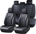 Coverado Car Seat Covers Full Set, Seat Covers for Cars, Front Seat Covers and Back Seat Cover Waterproof Leather Automotive Seat Cover, Universal Car Interior Protectors Cushion for Most Cars