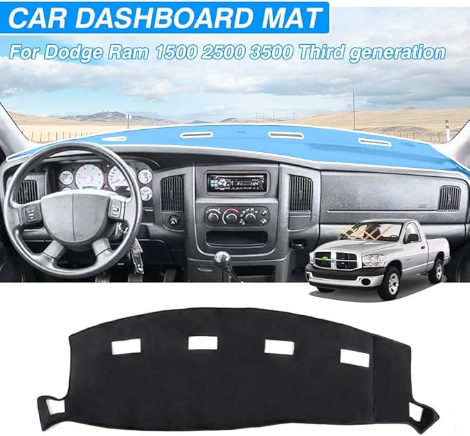 CARTIST Dashboard Cover Fits for 2002-2005 Dodge Ram 1500 and 2003-2005 Dodge Ram 2500 3500 Accessories Dash Cover Mat Non-Slip Pad Carpet Sunshade