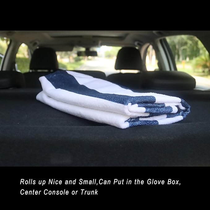 LoyaGour Car Seat Cover Protector Front Seats,for Gym Workout,Running,Swimming,Beach and Hiking,Waterproof Sweat Towel Bucket Seat Covers for Cars SUV Trucks (Blue Stripe, 1Pcs)