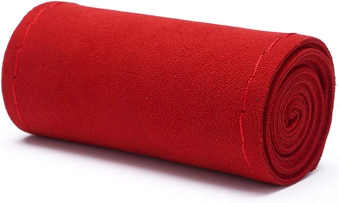 Suede Leather Steering Wheel Cover, Leather Steering Wheel Cover Lace Up, Universal 15 Inch Breathable, Non-Slip, Durable Suitable for Every Season,Red
