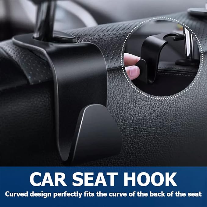 Car Seat Headrest Hook, 4PCS Multifunctional Auto Backseat Hangers, Universal Car Interior Accessories, Vehicle Storage Organizer for Purse, Coat, Umbrella, Grocery, Bag, Handbag (Yellow)