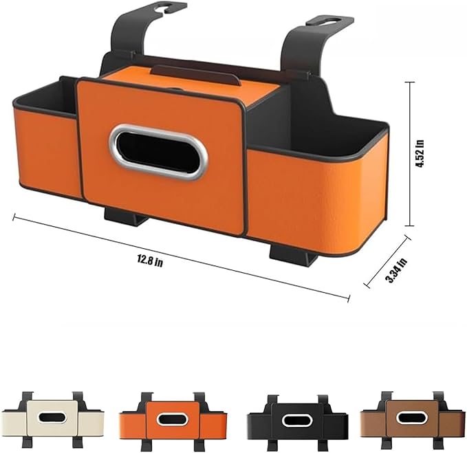 3-in-1 Car Headrest Backseat Organizer, 3-in-1 Car Backseat Organizer, Multifunctional Car Seat Storage Box for Travel, Road Trips, and Daily Use – Universal Fit for All Cars (Orange)