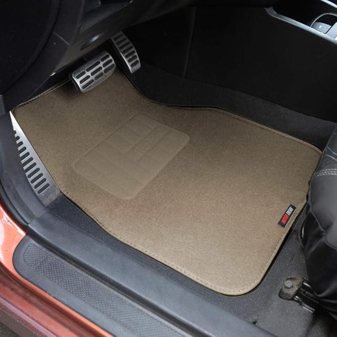 Motor Trend FatRug Premium Carpet Car Floor Mats - Thick Robust Auto Gear, Universal Fit for Your Car Truck or SUV, Beige