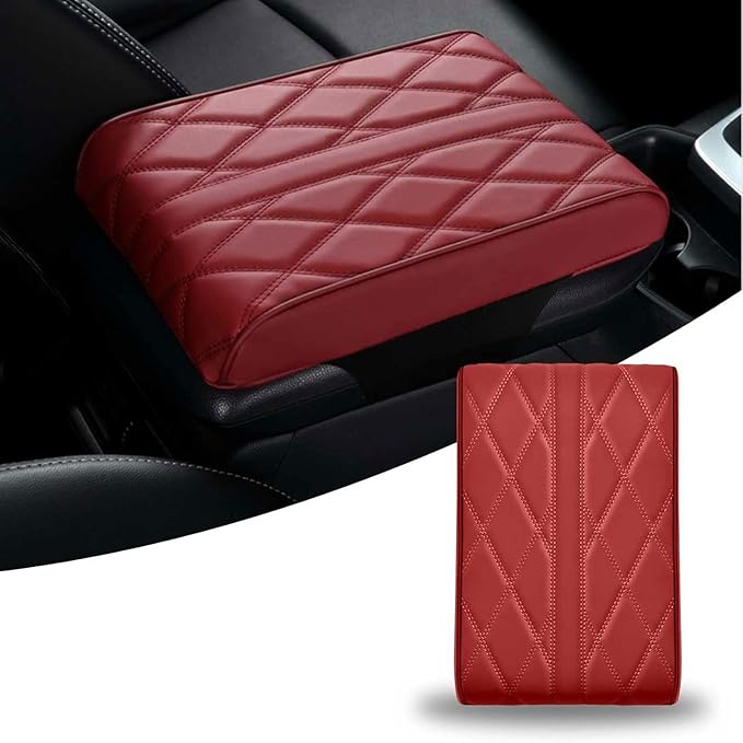 Car Armrest Covers for Tesla Model Y 2020–2025,Protection Padding Center Console Cushion Storage Box Mat Pad Cover Protector,Red