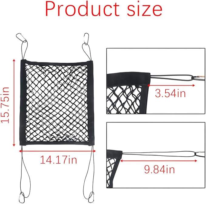 Mandark Dog Car Net Barrier, Stretchable Vehicle Pet Barrier with Safety Mesh Organizer, Auto Backseat Baby Divider Barrier & Storage Bag Accessories, Universal for SUV, RV, Truck
