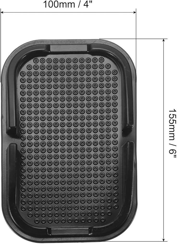 HARFINGTON Car Dashboard Anti-Slip Mat 6" x 4" Universal Sticky Dash Pad Washable Reusable Car Non-Slip Mats for Phone Keys Sunglasses Electronic Devices, Black