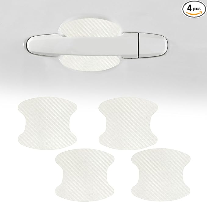 4PCS Car Door Handle Cup Scratch Protector, Car Door Handle Sticker, Scratch Auto Door Protective Film, Car Accessories Car Door Handle Protective Films Universal for Cars (White, 4PCS)
