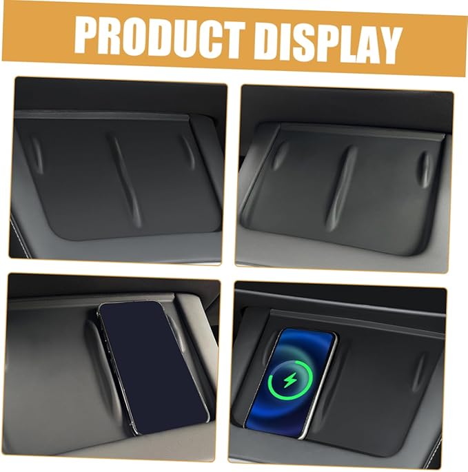 Center Console Skid Charger Mat Non- Silicone Charging Pad for Easy Installation Secure Grip Black