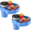 [2 Packs] Kids Car Seat Tray, Travel Tray with Cup Holder for Toddler, Kids Car Seat Food Snack Tray for Road Trip, Stroller snack tray travel must haves - Blue Color