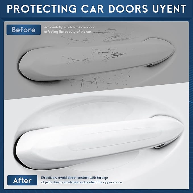 8PCS Car Door Handle Anti-Scratches Sticker, Universal Auto Door Bowl Protective Strips for Cars Trucks SUVs, Automotive Exterior Accessories (Transparent)