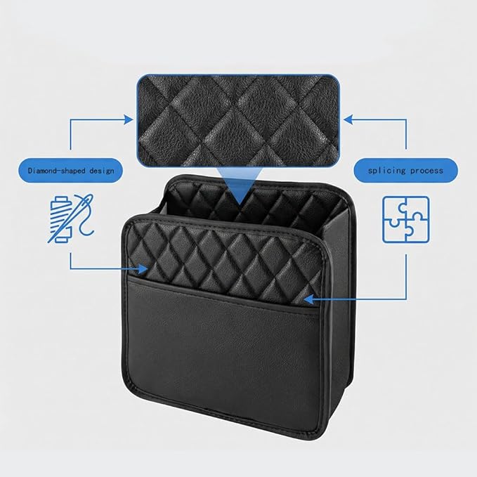 Car Seat Organizer for Mercedes-Benz GLE-Class 2016–2025 2026,Pu Leather Diamond Quilted Hanging Storage Bag,Front Passenger and Backseat Holder,Interior Accessories