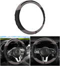 Car Steering Wheel Cover, Non-Slip Vehicle Steering Wheel Protector, Automotive Interior Accessories for Women Men, 15 Inch Universal for SUV, Truck, RV, Van and More（Black/Gray）