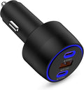 Super Fast Type C Car Charger for Samsung Galaxy S26 S25 Ultra A17 A16 iPhone 17 Pro Max 17e Pixel 10a 10 9 Pro Android USB-C&USB-A 3 Port PD36W with QC30W Car Phone Charger Cigarette Lighter Adapter