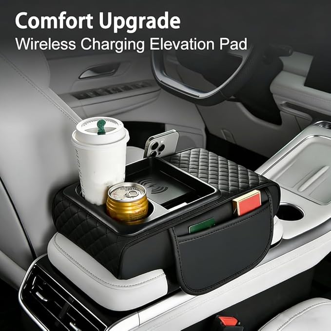 Armrest Cover for Car for GMC Sonoma 2000-2004, 4 in 1 Storage Box Pad with Cup Holders, Center Console Cover Cushion Heightening Pad,A
