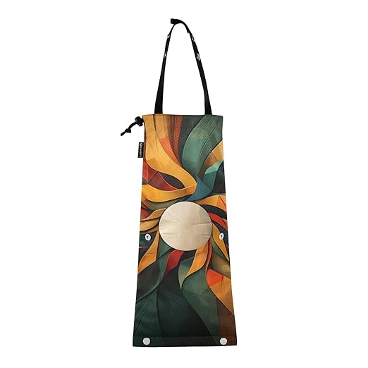 ALAZA Hanging Car Trash Bags Garbage Bag Trash Can for Back Seat Small Geometric Abstract 2 Washable Storage Bag Retractable 2 Pack