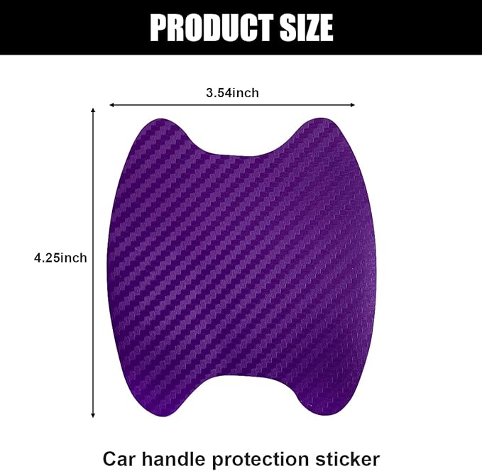 4PCS Car Handle Cup Stickers, Carbon Fiber Scratch Auto Door Protective Film, Non-Marking Car Bowl Protector, Universal Paint Cover Guard for Most Cars, SUV, Van (Purple)