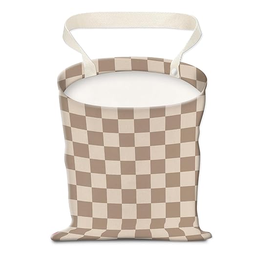 AUEKLLW Car Trash Can, Hanging Garbage Bin for Men and Women, Cute Car Organizer and Storage Bag, Canvas Vehicle Trash Can Bag Easy-to-Install Cute Checkboard