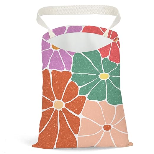 Pykfrhh Retro Flower Car Trash Can, Car Trash Bag Hanging, Waterproof Cars Back Seat Hanging Organizer and Storage Trash Bags for Vehicle Travelling Camping