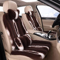 Luxury Plush Car Seat Cushion Set Car Headrest & Lumbar Support & Seat Cushion & Back Support Pillow Fluffy Fuzzy Car Seat Covers Non-Slip Cushion for Universal Accessories Automobiles (8, Coffee)