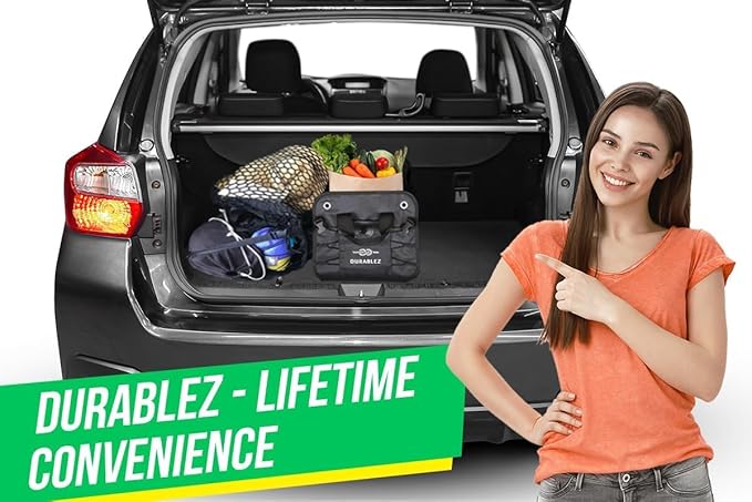 DURABLEZ 4-Section Trunk Organizer for SUV, Truck, Van, Sedan – Modular Extra Large Cargo Bin, Detachable Car Trunk Storage with Dividers, Collapsible Auto Organization System – Cherry