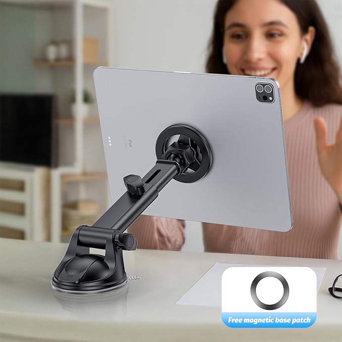 Magnetic Car Phone Holder, 360° Adjustable Vehicle Cell Phone Mount with Suction Cup Stand, Automotive Smartphone Holder for Dashboard Windshield, Universal for SUV RV Truck (StyleB)