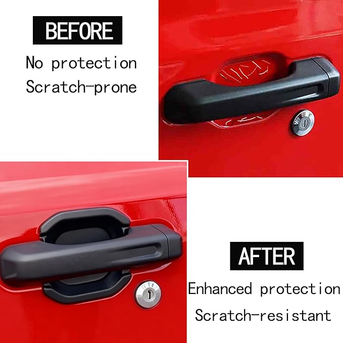 Door Bowl Scratch Protector for Jeep Wrangler JL JLU 2018-2024 4 Doors Exterior Door Handle Bowl Cover Protection Trim Accessories Matte Black