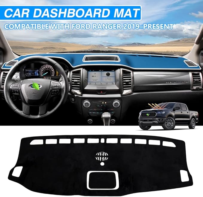 CARTIST Dash Cover Fits for Ford Ranger 2019 2020 2021 2022 (Without HUD), Dashboard Cover for Ranger Accessories, Dash Mat Anti-Slip Silicone Back