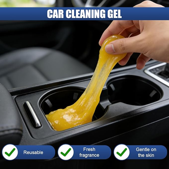 Craedli 2PCS Car Cleaning Gel, Reusable Dust Remover Slime Kit, Car Air Vent Cleaning Putty, Universal Auto Interior Keyboard Jelly Detailing Supplies for Men, Women Present (Yellow)