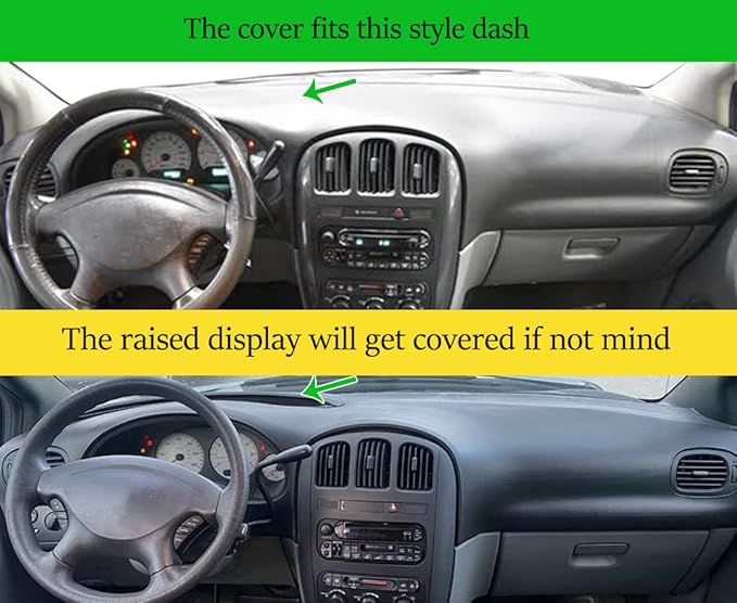 Yiz Dash Cover Mat Custom Fit for Dodge Caravan/Grand Caravan/Chrysler Town Country/Voyager/Grand Voyager Without Raised Display w/o Sensor and Speaker,Dashboard Cover Pad Carpet (Beige) J128