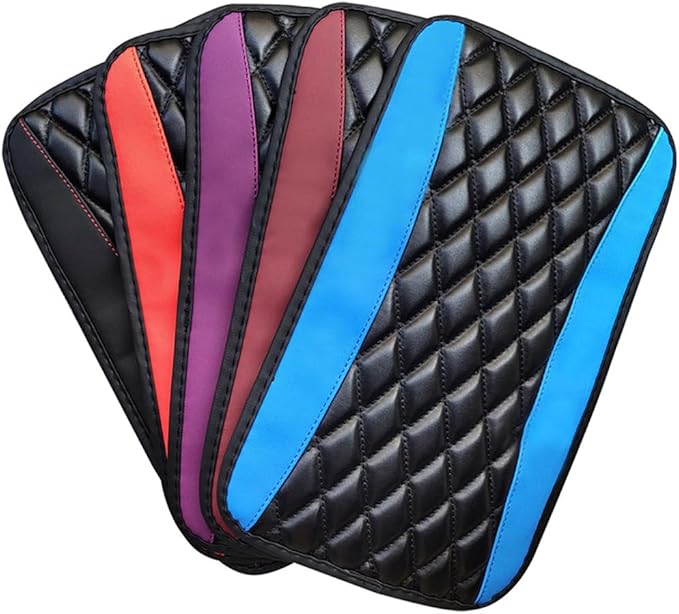 Leather Car Armrest Box Pad for Corvette C8 Stingray/C8 Coupé/C8 Z06/C8.R/C8 LT2 LT6 2019-2023 Waterproof Armrest Center Console Protector Cover Universal Arm Rest Cushion,Black, normal