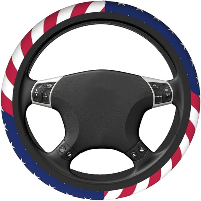 American Flag Steering Wheel Cover for Women Men Girls Car Accessories Decor Anti-Slip Neoprene Auto Steering Wheel Covers Protector Universal 15 Inch