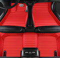 Customize Car Floor Mats for 99% Sedan SUV Sports Car All Weather Leather Full Coverage Waterproof Non-Slip Vehicle Lining Pads (Pure red Stripe)