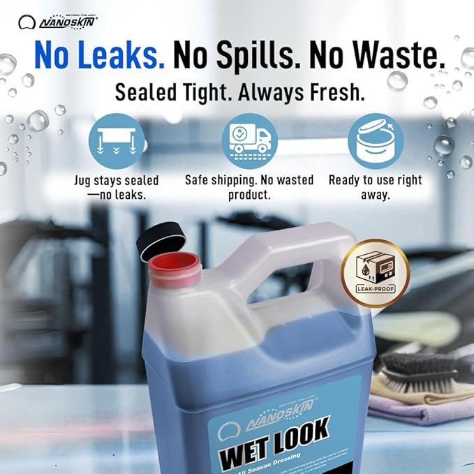 Nanoskin WET LOOK All Season Dressing 55 Gallons -Exterior Rubber & Plastic Solvent Based Dressing for Car Detailing | Produces a Deep, Rich, Long lasting shine | Safe For Cars Trucks, Motorcycles, RV