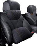 Car Headrest Neck Pillow Soft Leather Fit for Seat Back Support Lumbar Pillow Car Travel Rest Cushion Accessories(Black-1 Set)