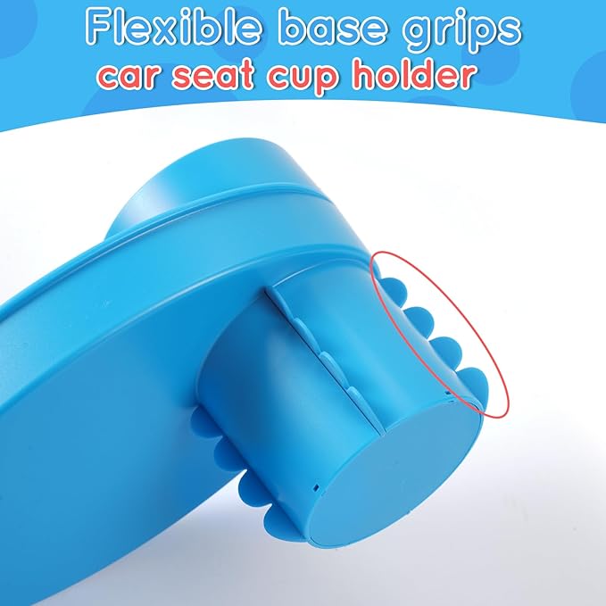 Car Seat Tray - for Cup Holders in 2.5”-2.8”,Easily Expands Snack Tray Cup Holder Tray into 360° Cup & Travel Tray for Kids Car Seat, Booster, and Stroller (Blue)