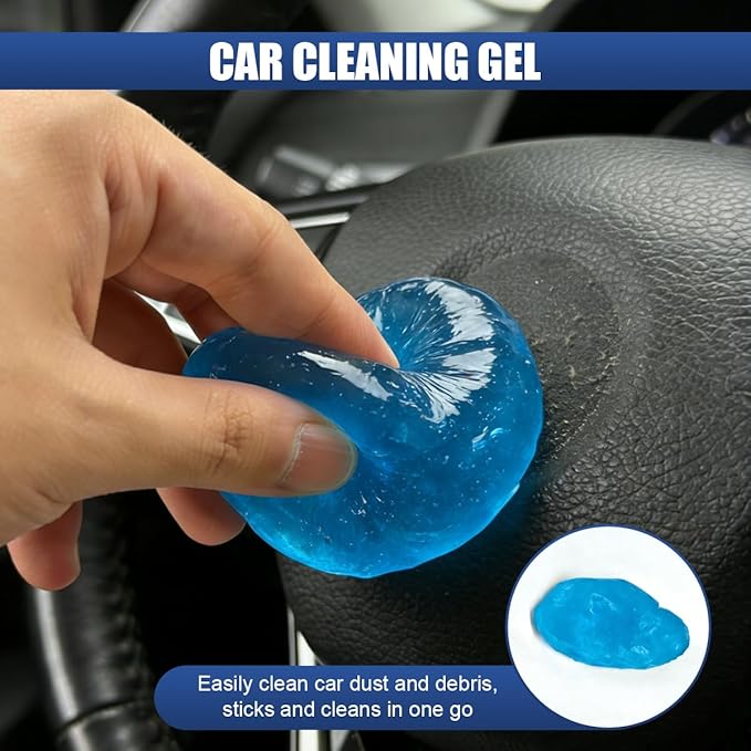 Craedli 2PCS Car Cleaning Gel, Reusable Dust Remover Slime Kit, Car Air Vent Cleaning Putty, Universal Auto Interior Keyboard Jelly Detailing Supplies for Men, Women Present (Blue)