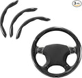 JDDRY Car Steering Wheel Protector,Bright Carbon Fiber Steering Wheel Cover,Non-Slip Steering Wheel Cover Protector,Universal Car Accessories(Black,3PC)