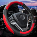 AUCELI Car Steering Wheel Cover, 14 1/2"-15" Leather Non-Slip Breathable Elastic Automotive Steering Wheel Protector, Sporty Car Accessories for Women Men, Universal for SUV, Truck, RV