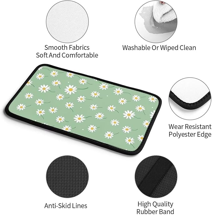 Car Center Console Cushion Pad Daisy Floral Non-Slip Armrest Cover Wildflower Cute Auto Center Console Lid Covers Anti-Scratch Arm Rest Pads