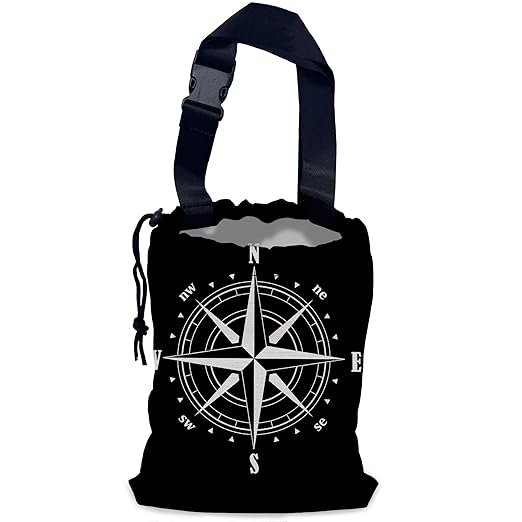 NHNXHWIA Compass Car Trash Bag,Hanging Drawstring Car Garbage Bag,Waterproof Canvas Car Back Seat Organizer with Adjustable Buckle,for Vehicles,SUVs,Camping,Road Trips