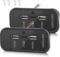 3 Ports 12V RV USB Outlet 45.5W, 2PCS PD3.0 Type-C Quick Charge & Dual USB A Port 3.1A Panel Wall Mount, Automotive Car Socket Charger Adapter for RV Marine Boat Bus ATV Motorcycle Truck, 2PCs Black