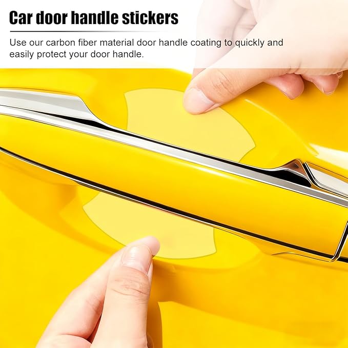 Car Door Handle Cup Scratch Protector, 4PCS 3D Carbon Fiber Vehicle Handle Bowl Sticker, Automotive Exterior Door Cup Protection Decal, Universal for SUV Caravan Automobile (Transparent)