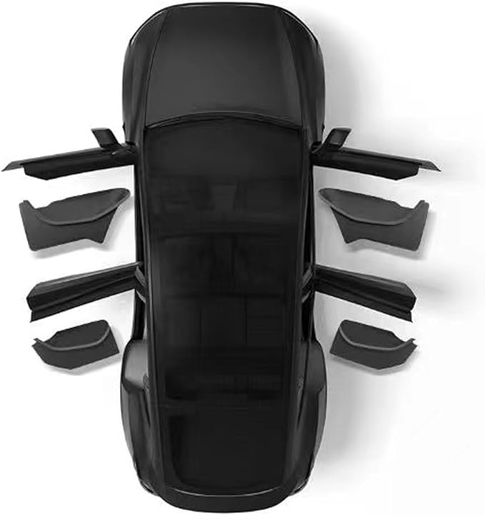 PUOENI New 2025 2026 Model Y Juniper Door Side Organizer 4PCS Full-Cover TPE Front and Rear Door Side Storage Box for Refresh Model Y Juniper Interior Accessories