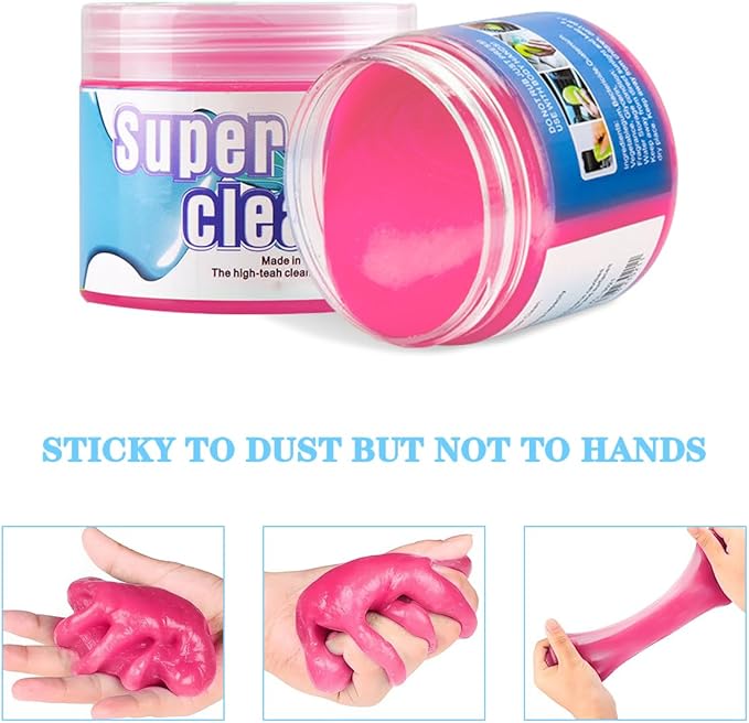 Cleaning Gel for Car, Universal Vehicle Interior Detailing Cleaning Putty Gel, Detail Cleaner Tools for Keyboard Vent PC Laptop Camera, Automotive Duster Remover Cleaner Accessories (Pink)
