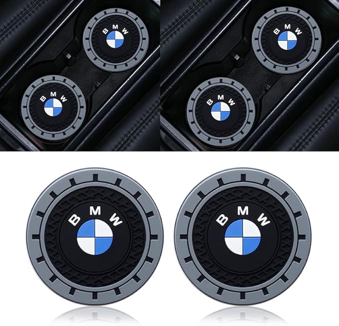 Silicone 2PCS Car Cup Mat Holder Coasters Compatible with BMW X1 X3 X7 X5 X6 1 3 5 6 Series Z4 7 M Series, Non-Slip Car Coasters for Cup Holder Interior